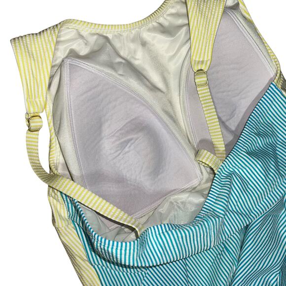 Lands' End One Piece Swimsuit Seersucker Nautical - Picture 6 of 12